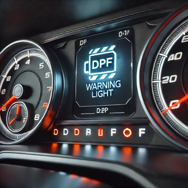 DPF warning light illuminated on a modern car dashboard.